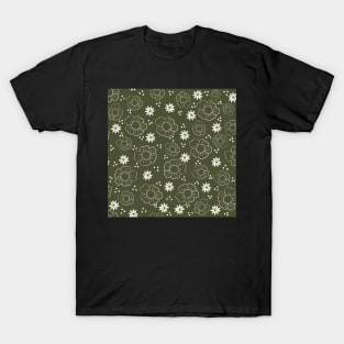 Botanical Olive and White Pattern T-Shirt